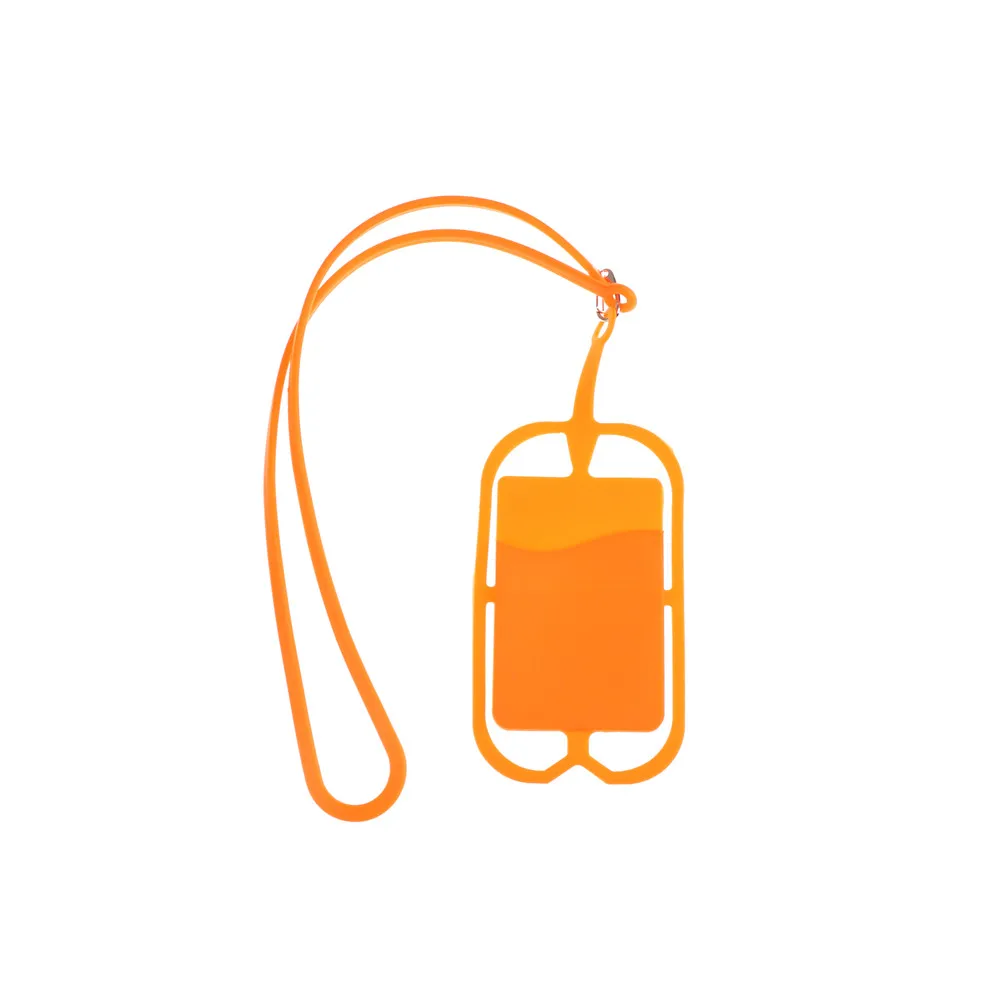 Силиконовый для мобильных телефонов держатель шнурок Мобильный телефон ремни слинг ID карты ожерелье ремешок держатель мобильного телефона с держателем карты - Цвет: Orange