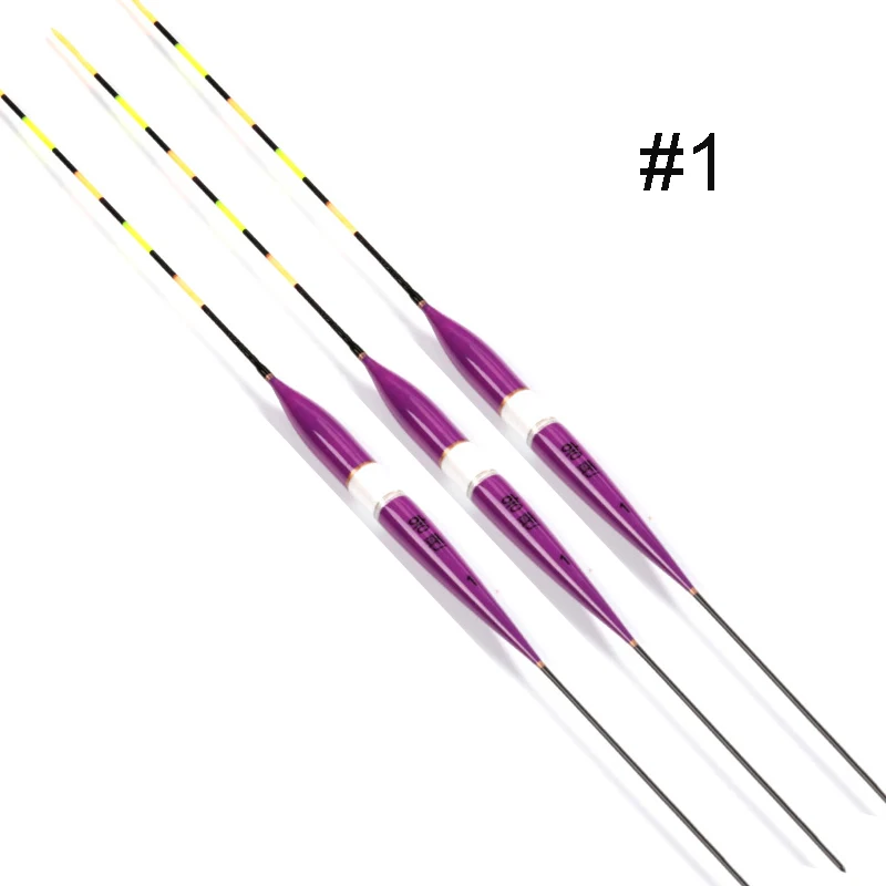 3 шт./лот светодиодный электронный поплавок пробкового дерева ночного видения Электрический поплавок рыболовные снасти светящиеся поплавок 1#2#3# без батареи - Цвет: purple n white 1