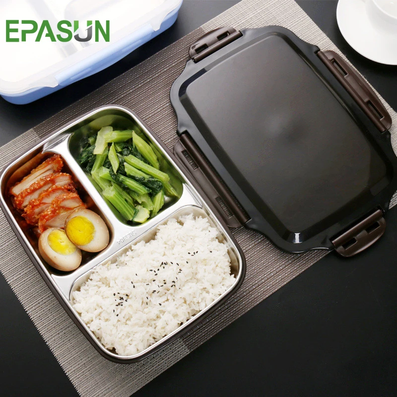 

EPASUN Heated Bento Box Stainless Steel Food Container Lunch Box For Kids School Protable Oven Thermal With Compartment