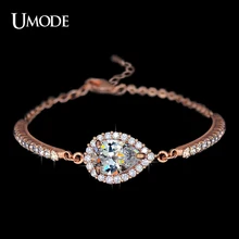UMODE Brand Jewelry Fashion Austrian Rhinestones Chain Bracelets For Women Rose Gold Plated Imitation Diamond Bracelets AUB0042A