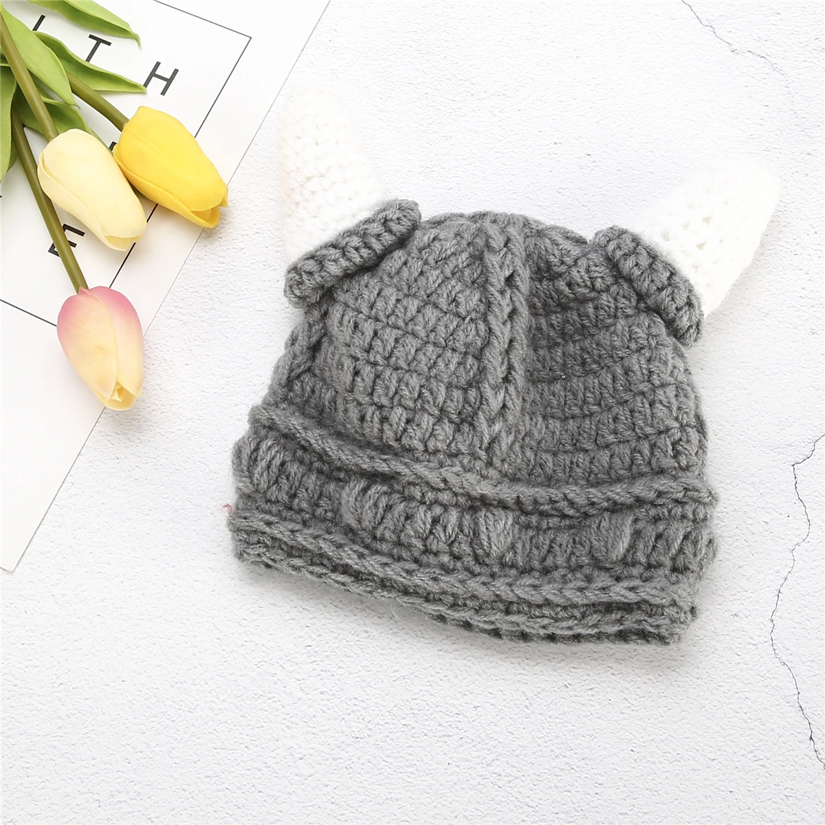 Новинка Очаровательная детская вязаная шапка ручной работы зимняя теплая рога