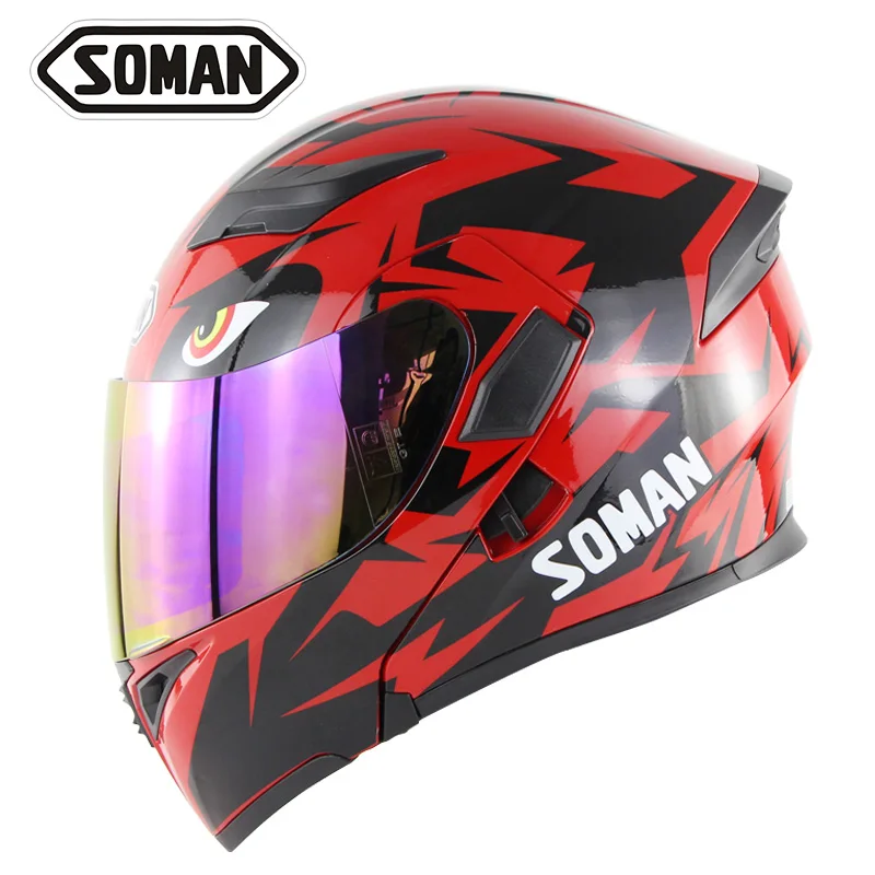 

SOMAN 955 SkyEye Anti-UV 400 Street Motorcycle Helmets Double Visors Model K5 Flip up Motorbike DOT Capacetes