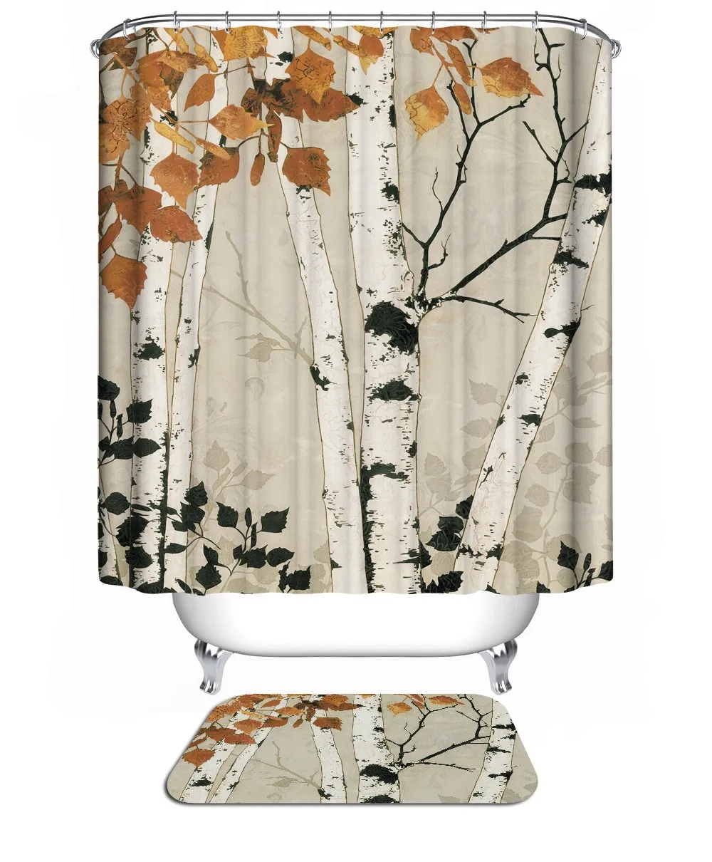 3D занавеска для душа кленовые деревья Экологичная занавеска для ванной водонепроницаемые изделия для ванной комнаты экран для ванной