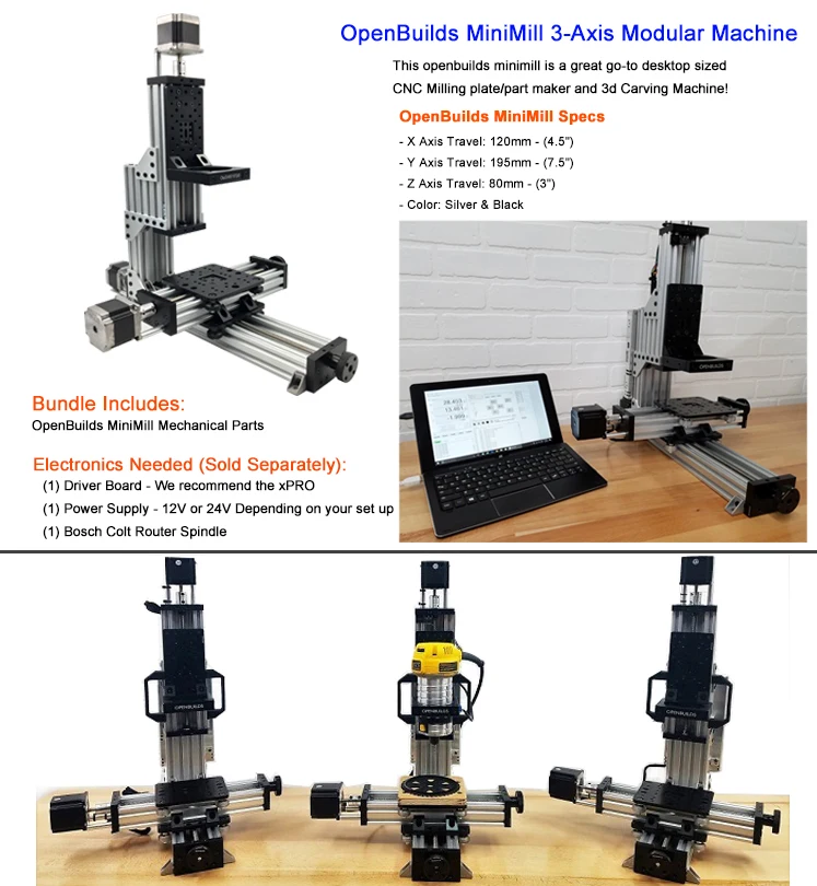 Не собран! 1 компл. Открытый MiniMill механический комплект для ЧПУ 3 оси настольный ЧПУ мини-мельница