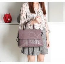 2017 real leather big tote alligator pattern leather handbag office lady Casual clutch Bag for mother and office lady