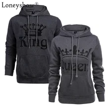 Autumn Winter Knitted King Queen Letter Printed Couple font b Hoodies b font Hip Hop Street