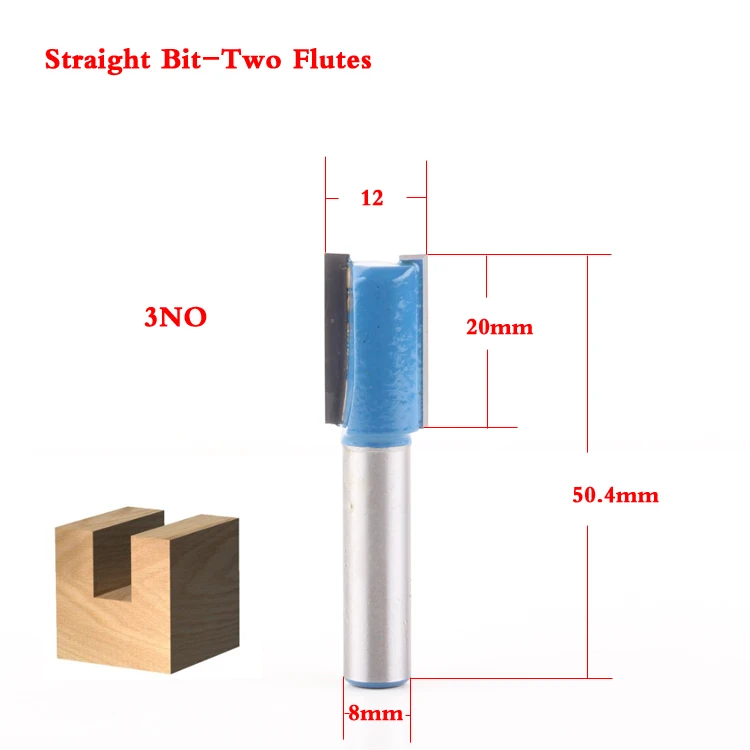1-9 шт 8 мм хвостовик высокое качество прямой/Dado маршрутизатор Набор бит 6,8, 10,12, 14,18, 20 мм Диаметр древесины режущий инструмент-Chwjw - Длина режущей кромки: 4NO(D12mm)