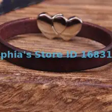 G111 Темно коричневые классные новые зажим-сердце кожаный чехол в стиле ретро Для Мужчин's браслет наручная повязка наручник