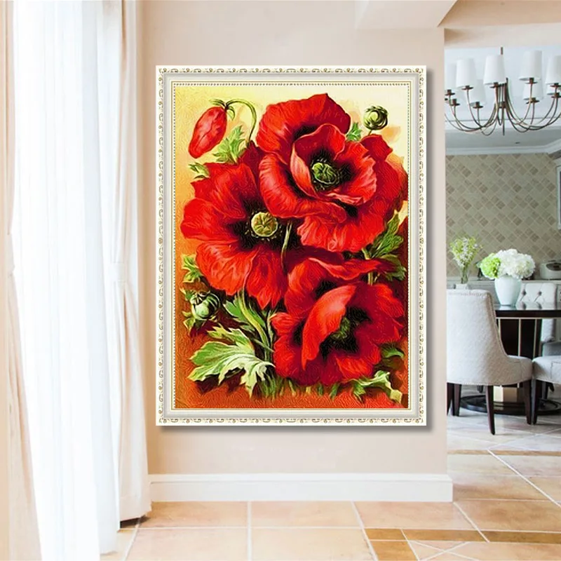 

Flower 5D DIY Diamond Painting Painted Cartoon Red Memory Embroidery Cross Stitch Embroidery Crafts Decoration Bedroom Paintings