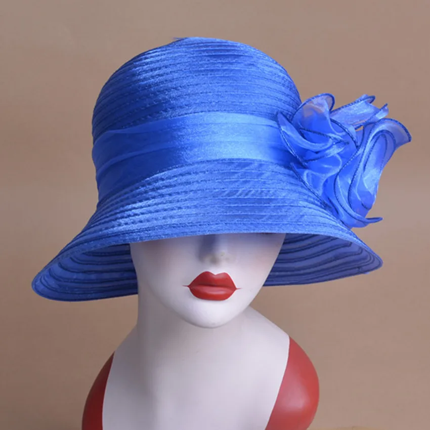 Твердые Цвет Для женщин s Лето органзы котелок шляпа от солнца Кентукки шляпа котелок для Для женщин Чай вечерние A267