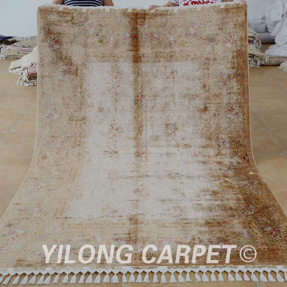 Yilong 5.5'x8.2' Antique hand made persian tabriz carpet dark blue knotted Turkish rug (1667) | Дом и сад