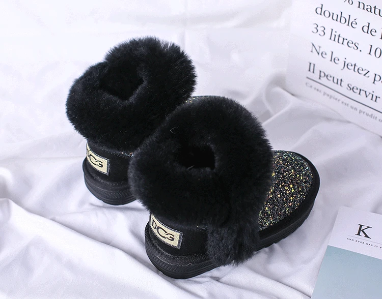 Fashion colorful bling girls winter boots snow boot for girls winter shoes dress shoes with fur kids toddler girls shoe EU 21-37