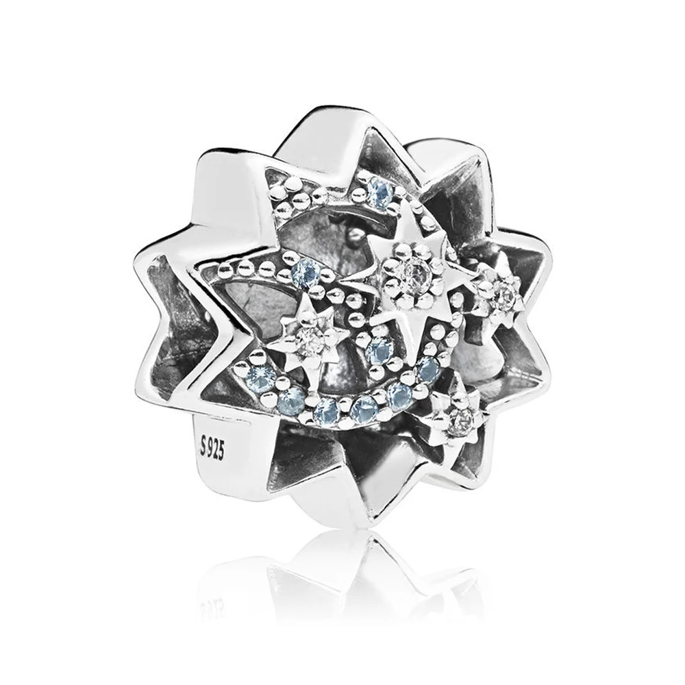 

NEW 100% 925 Sterling Silver When You Wish Upon A Star Charm Light Blue Enamels & Crystals Bead Fit Bracelet DIY Jewelry Gift