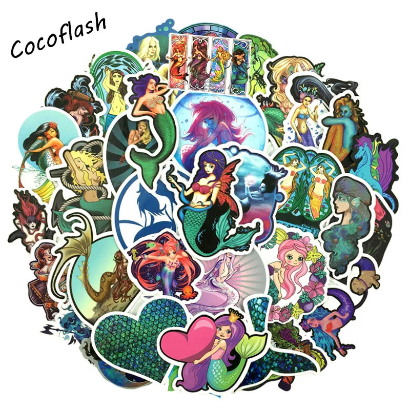 50PCS Marine Mermaid Doodle Sticker For Skateboard Laptop Luggage Snowboard Fridge Phone Home Bomb Decals Sticker