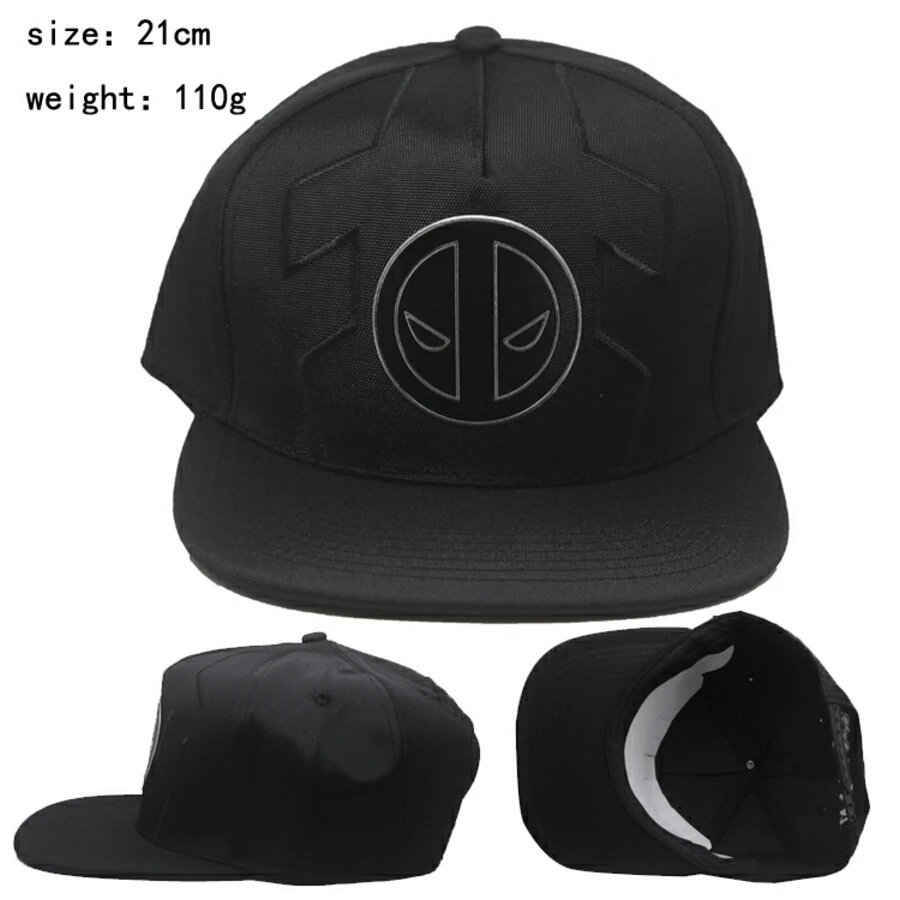 

Boys Girls hip-hop cap Deadpool logo Black baseball hat Visor cap adjustable for Gift