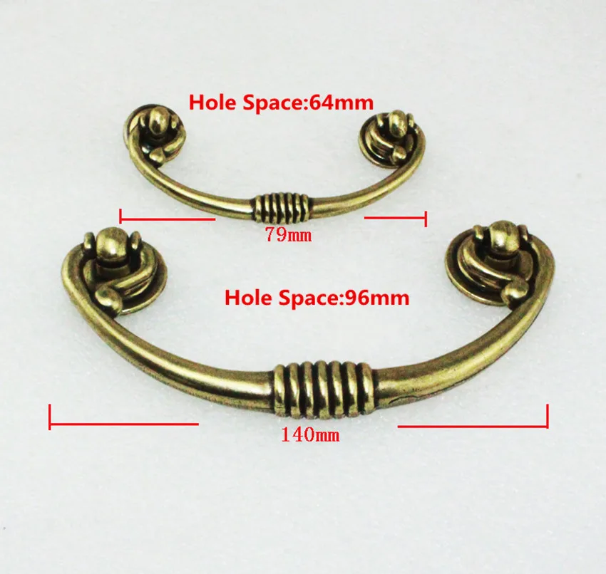 64mm 96mm Rustico retro drop shaky furniture pulls antique brass drawer
