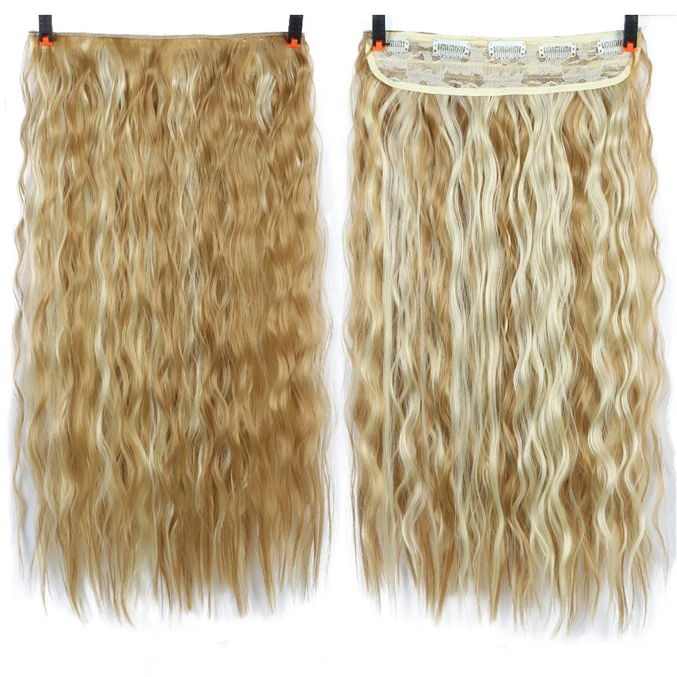 WTB Synthetic Long Kinky Curly 5 Clip Hair Extension High Temperature Fiber 9 Colors For Women Hair Pieces