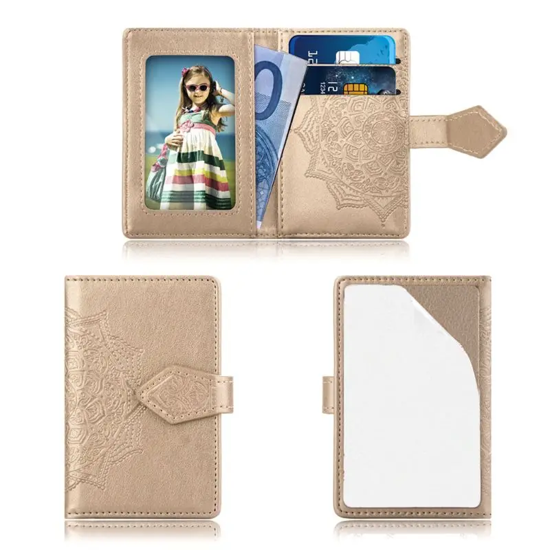 Модный чехол с тисненым цветком для кредитных карт, карманный стикер, держатель для телефона, кошелек для путешествий, кошелек для карт для мужчин - Цвет: Золотой