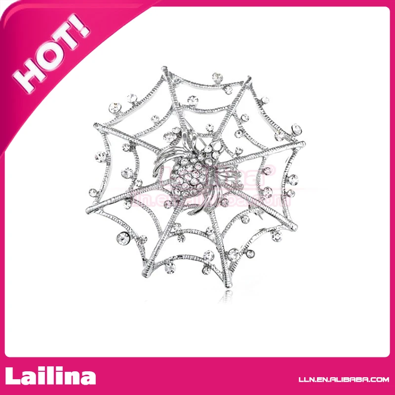 

Горячая Распродажа 100 шт./лот Хэллоуин брошь паук в прозрачном кристалле