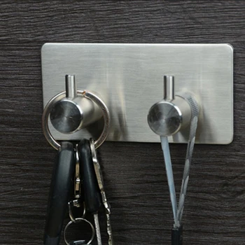

Adhesive Stainless Steel Towel Hanger Family Robe Hats Bag Key Adhesive Wall Hooks for Kitchen Bathroom
