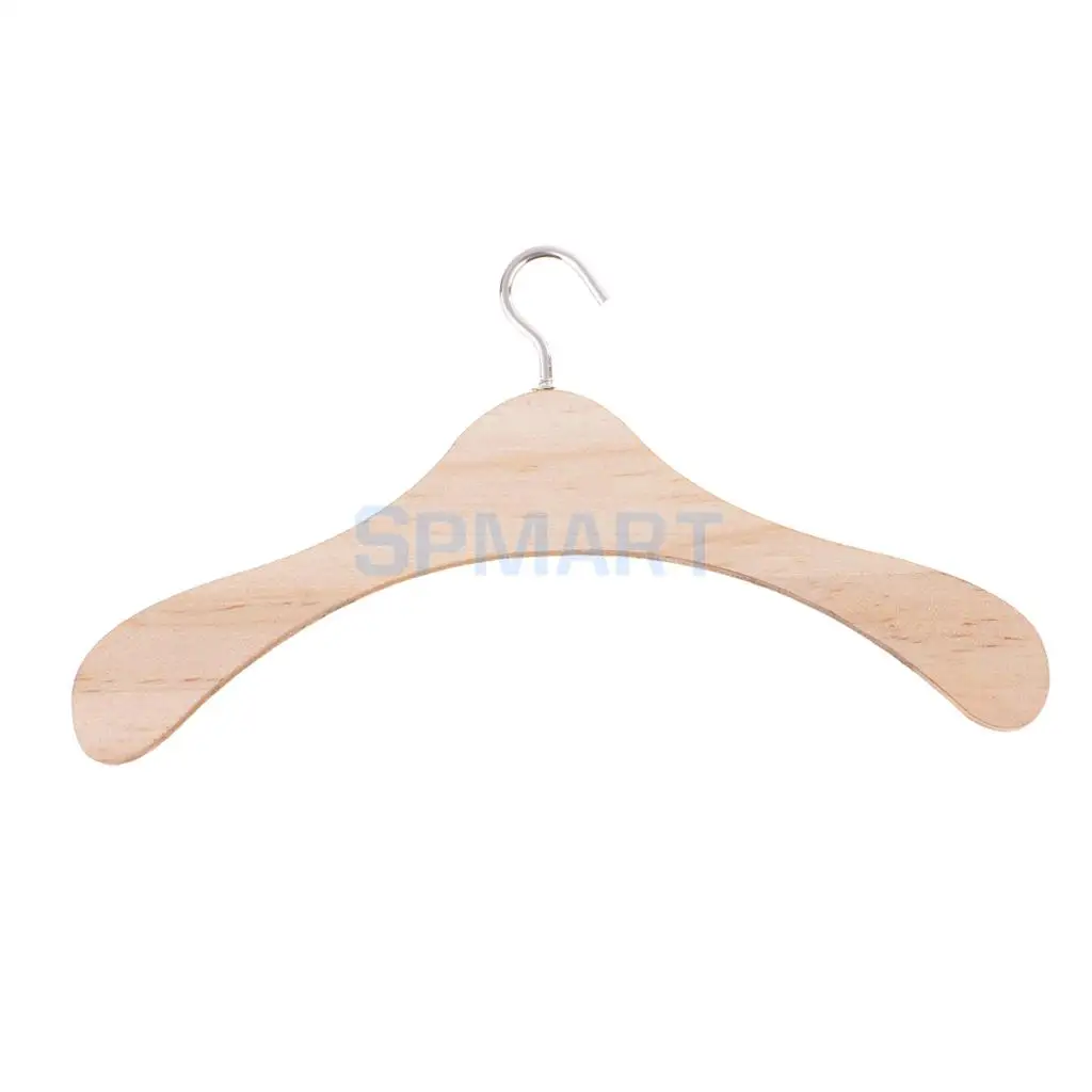 Set of 10 Pieces 15cm Wooden Clothes Hanger Metal/Wood Hook for BJD SD17 SD13 Uncle Dolls Accessory
