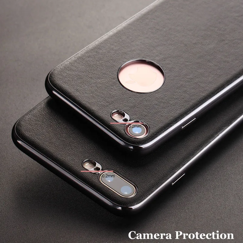 for iPhone 7 Case 7 Plus Leather Cases Luxury Slenky Slim Hard Covers with Disk inside