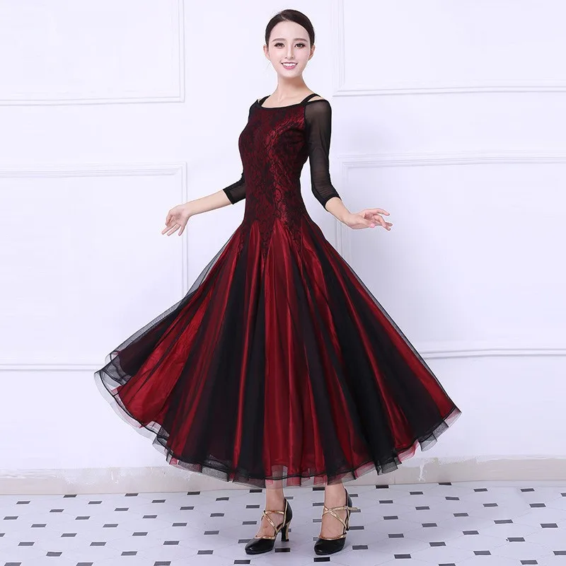 

Ballroom Competition Dance Dress Women Red Tango Flamenco Waltz Dancing Skirt Lady's High Quality Ballroom Dance Dresses