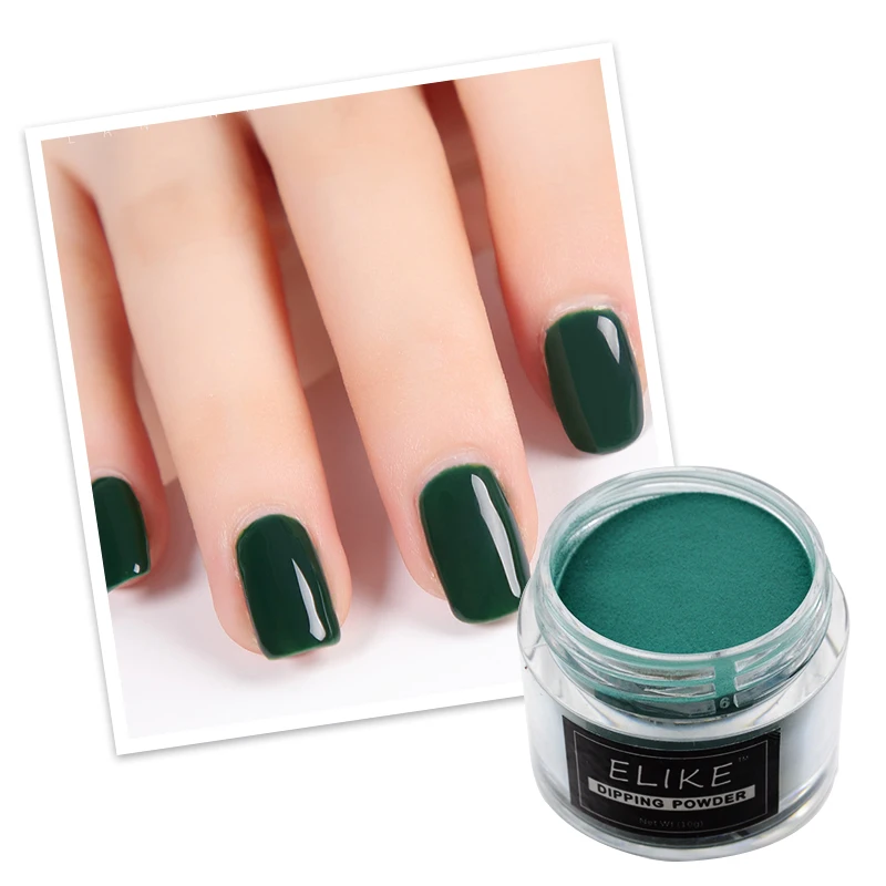 

ELIKE dip nail powder acrylic new arrival colors 10g lake blue nature's color without lamp cure glitter powder nail art design
