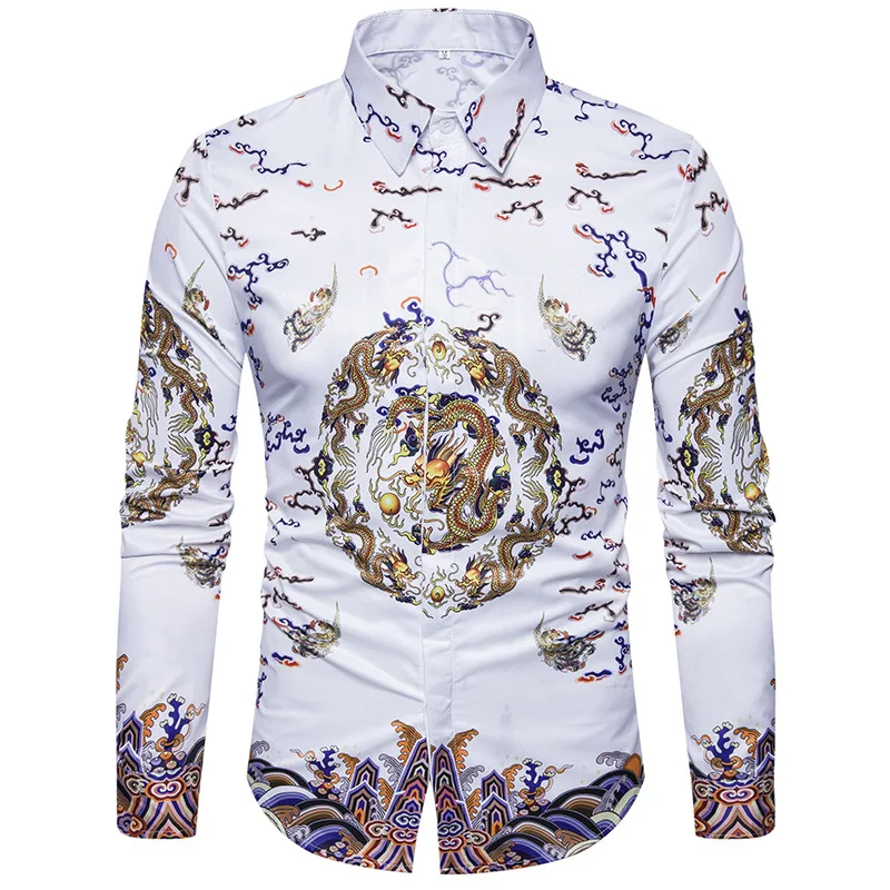Buy zemtoo Men Shirt Fashion Print Long Sleeve Shirt Summer Cool Men Shirts