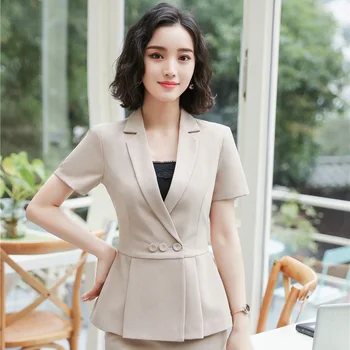 

2018 New Styles Formal Summer Short Sleeve Female Blazers & Jackets Coat For Women Business Work Wear Beauty Salon Tops Clothes