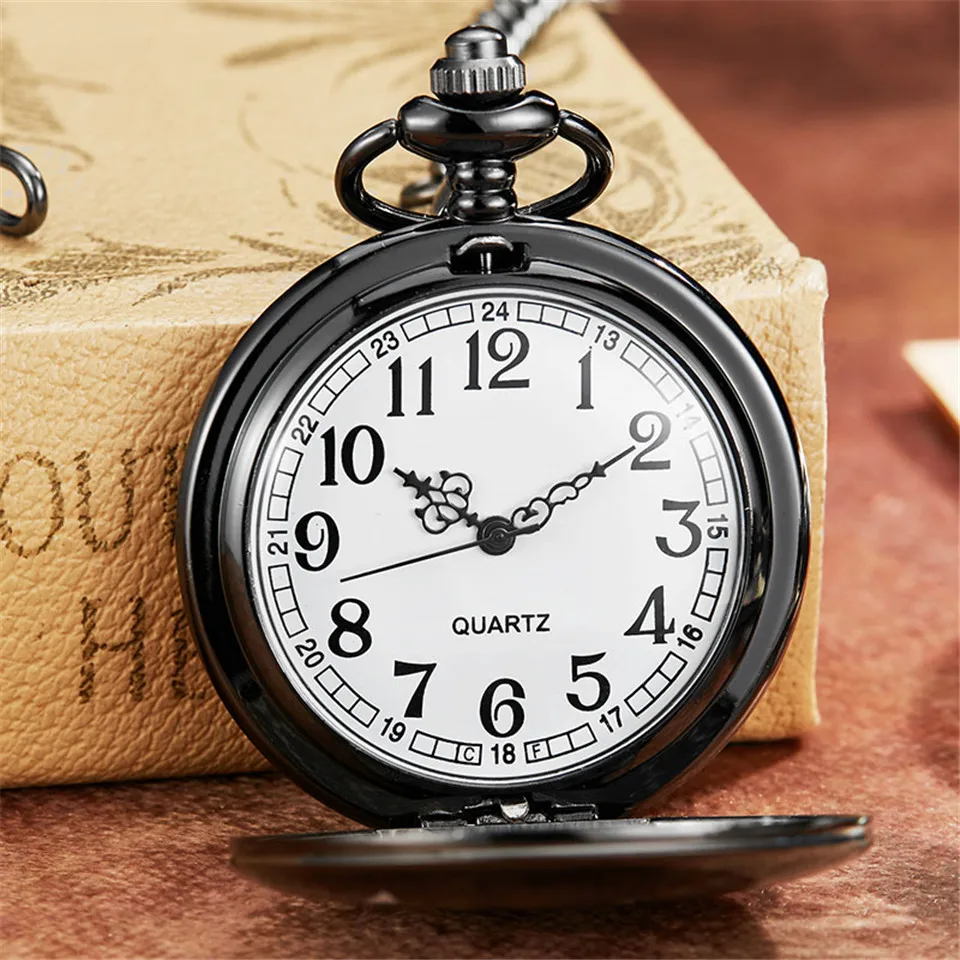 Retro Creative Black Grimace Design Pocket Watch Fob Chain Venom