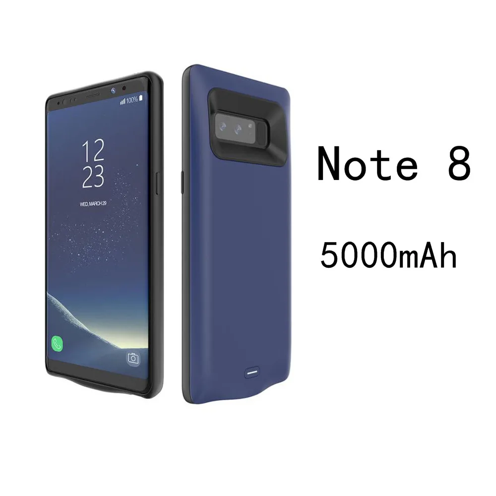 Силиконовый противоударный Батарея зарядный чехол для samsung Galaxy S9 S8 Plus Note 9 Note 8 Батарея Зарядное устройство Чехол Пакет Мощность банк чехол - Цвет: Note 8-Blue