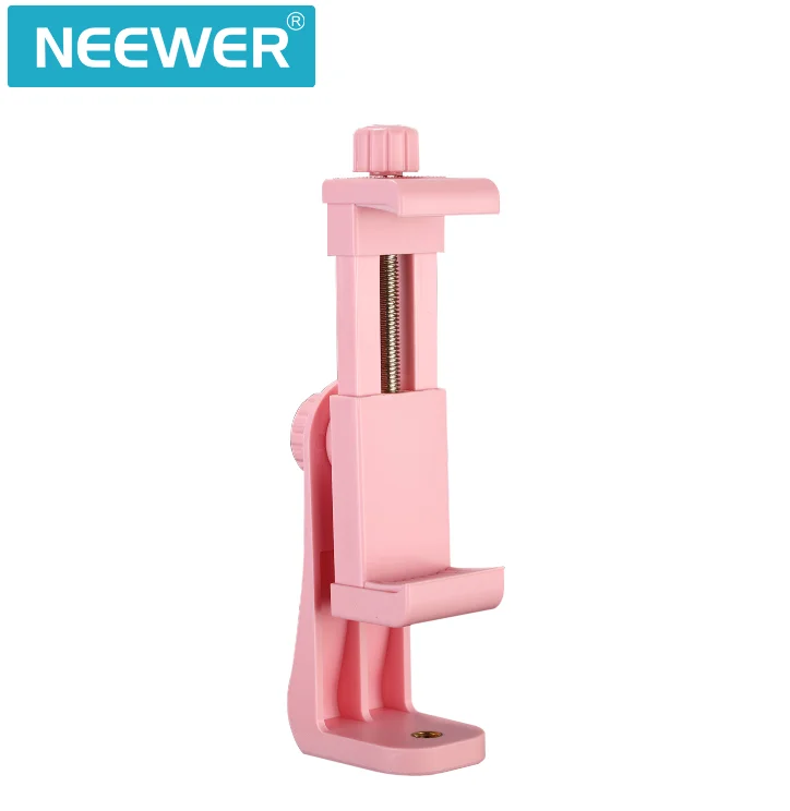Neewer, держатель для смартфона, вертикальный кронштейн с 1/" штативом, крепление для телефона, зажим для штатива, адаптер для iPhone телефонов в пределах 1,9-3,9 дюймов - Цвет: pink