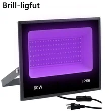 UV LED Floodlight 30W 60W Ultra Violet LED Black Light with on/off switch AC85-265V IP66 Waterproof DJ Disco Party Stage Light