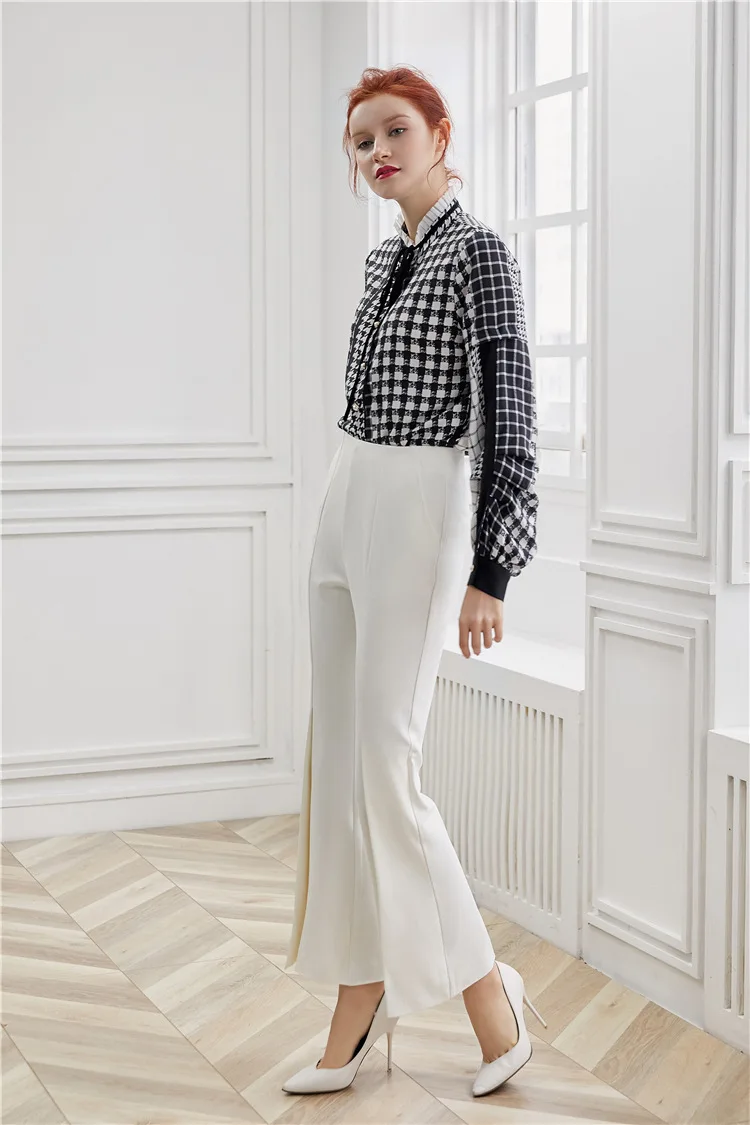 PIXY корейские женские белые брюки pantalones mujer cintura alta широкие брюки офисные женские брюки повседневные Базовые Брюки Broeken