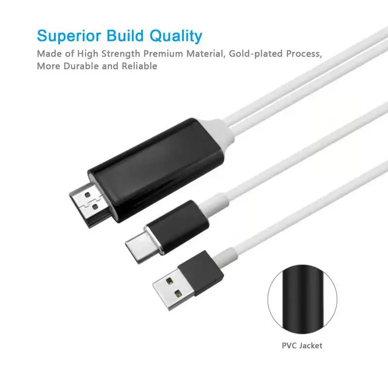 USB-C Type C to HDMI Cable with Charging Port MHL Adapter Cable Support 4K for Samsung Galaxy S8 S9 Note9 MacBook Pro /