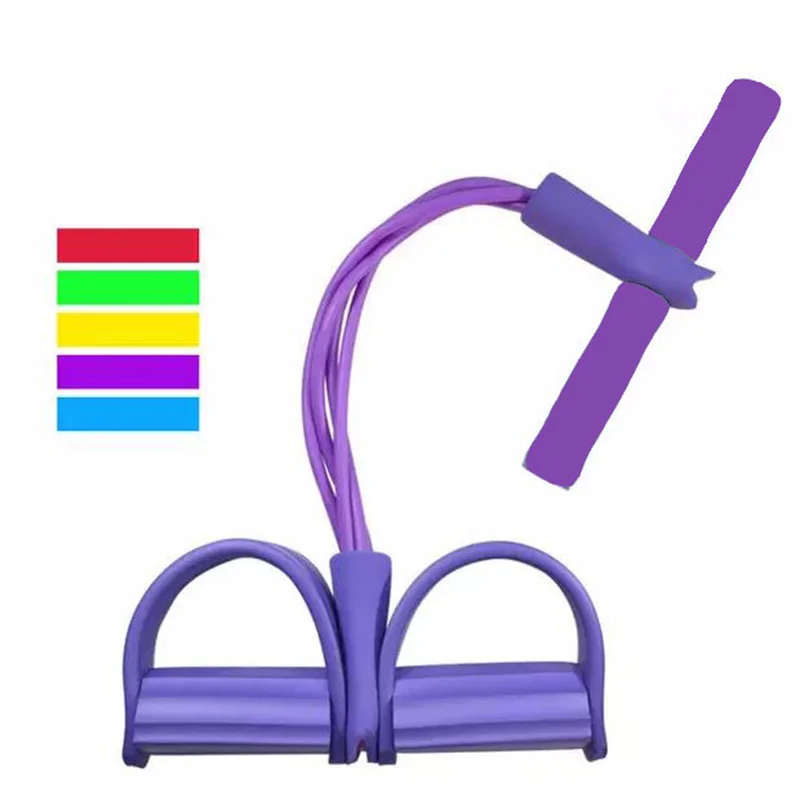 Kopen 4 Tube Resistance Bands Latex Pedal Exerciser Vrouwen Mannen Zitten Pull Touwen Yoga Voet Pull Touw