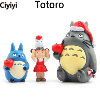 

Anime Cute Totoro Christmas Version Pvc Action Figure Toy Cartoon Totoro With Red Hat&Apple Brinquedos Birthday Juguetes Gift