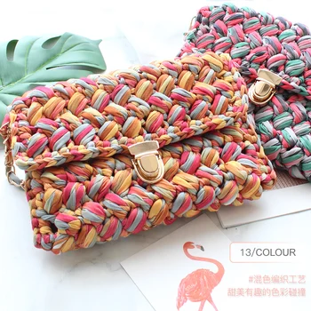 

Multicolor Woven bag materials package , manual oblique bag crocheted thread wool material package