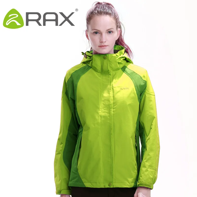 RAX Winter Outdoor Waterproof Jacket Women Two-piece Fleece Jacket 3 in 1 Windproof Softshell Jacket Hiking Windbreaker Outdoor