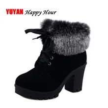 Зимняя обувь на высоком каблуке; женские зимние ботинки; модные женские ботинки на высоком каблуке; теплая плюшевая обувь на меху; женские Брендовые ботильоны; Botas; YX328