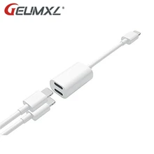 GEUMXL Double Charger For Iphone 7 7 plus Adapter 8pin Ports 2 In 1 8pin Adapter Dongle 8pin To 8pin Music Control IOS 10.3