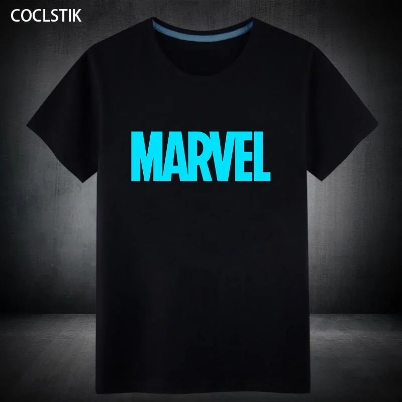 

100% Cotton Mens Fluorescent Marvel Suprehero T Shirt Male Casual Short Sleeve Top Tshirt Ironman/Spiderman T Shirts Streewear