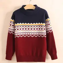 Зима мальчика шерстяной свитер, половина-свитер с высоким воротом