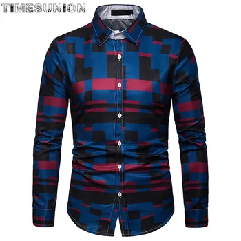 Men's Standard-Fit Long Sleeve Checked Plaid Shirt Patch Chest Thin Soft Cotton Button-Collar Striped Dress Shirt checked knot front shirt