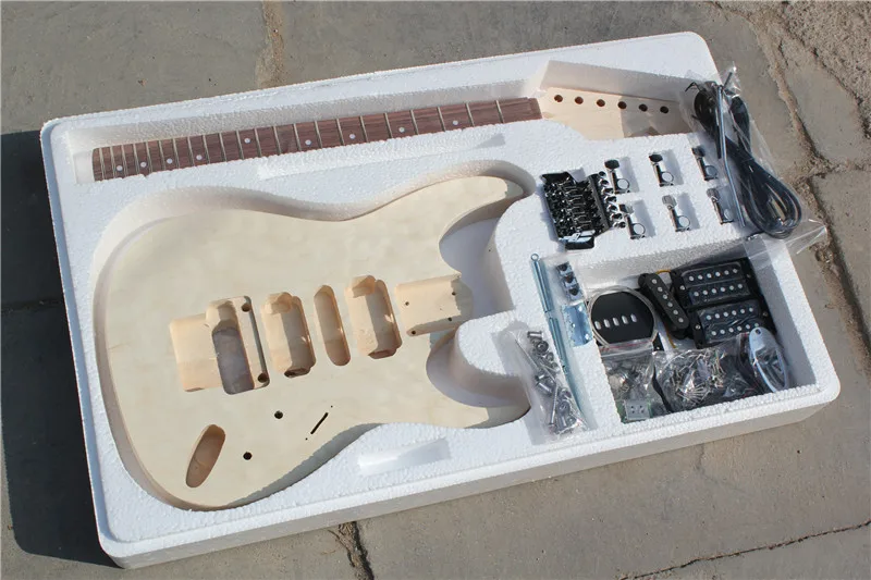 

Unusual Shape Semi-finished Electric Guitar with Rosewood Fretboard,Flame Maple Veneer,offer customized