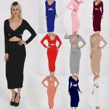 European and American Sexy V-neck Hollow Long-sleeved Package Hip Dress Women Summer Dress European and American Sexy V-neck Hollow Long-sleeved Package Hip Dress Women Summer Dress