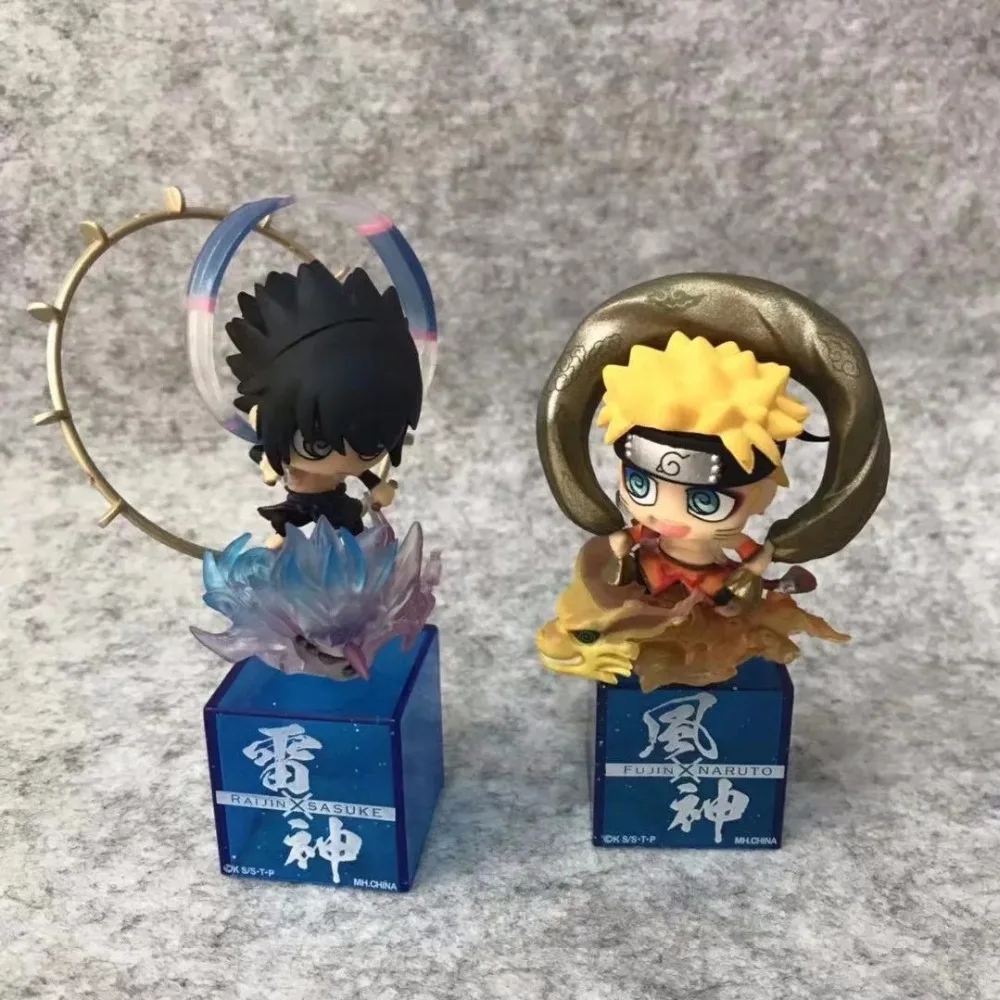 Аниме Фигурка 8 см Наруто доставка Fujin Uzumaki Naruto &amp Raijin Uchiha Sasuke ПВХ фигурки Куклы