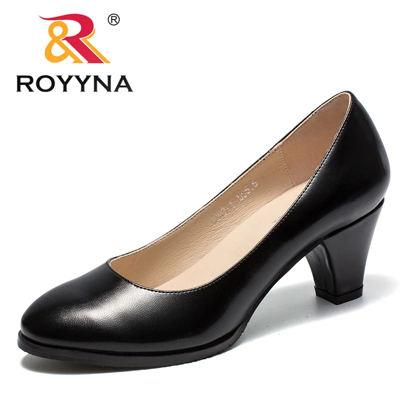 

ROYYNA New Arrival Classics Style Womnen Pumps Round Toe Femme Office Shoes Slip-On Female Formal Shoes Spike Heels Lady Shoes