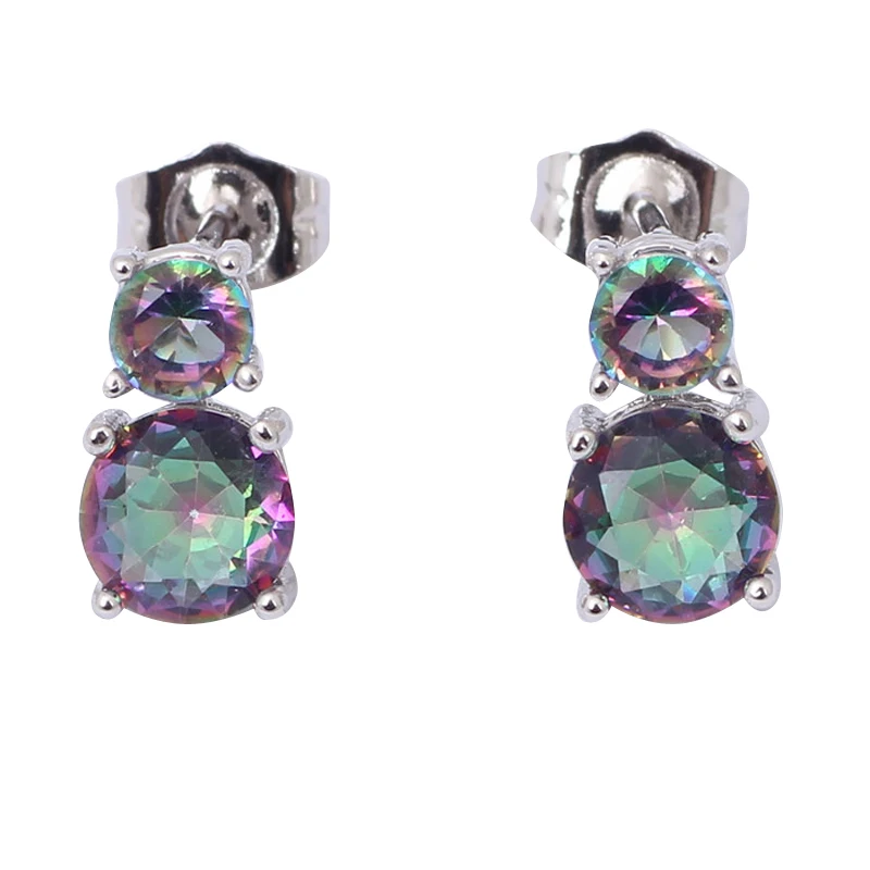 

Anniversary gifts for women Mystic Rainbow Zircon Silver filled Stud Earrings for women Fashion Jewelry JES758A